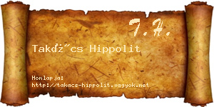 Takács Hippolit névjegykártya